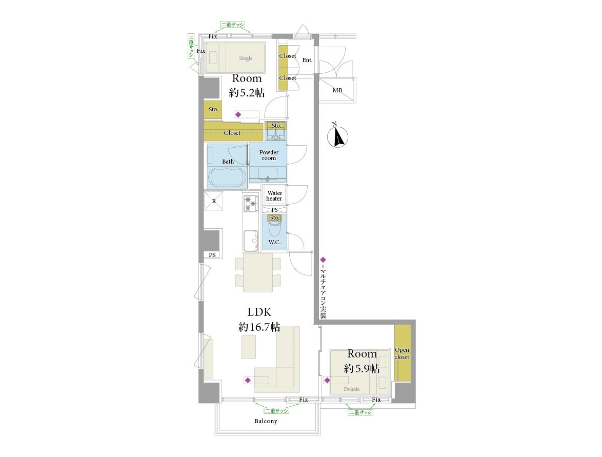 グランドメゾン麻布十番館｜麻布十番駅徒歩1分｜16,480万円｜2LDK｜64.57㎡｜売買マンション