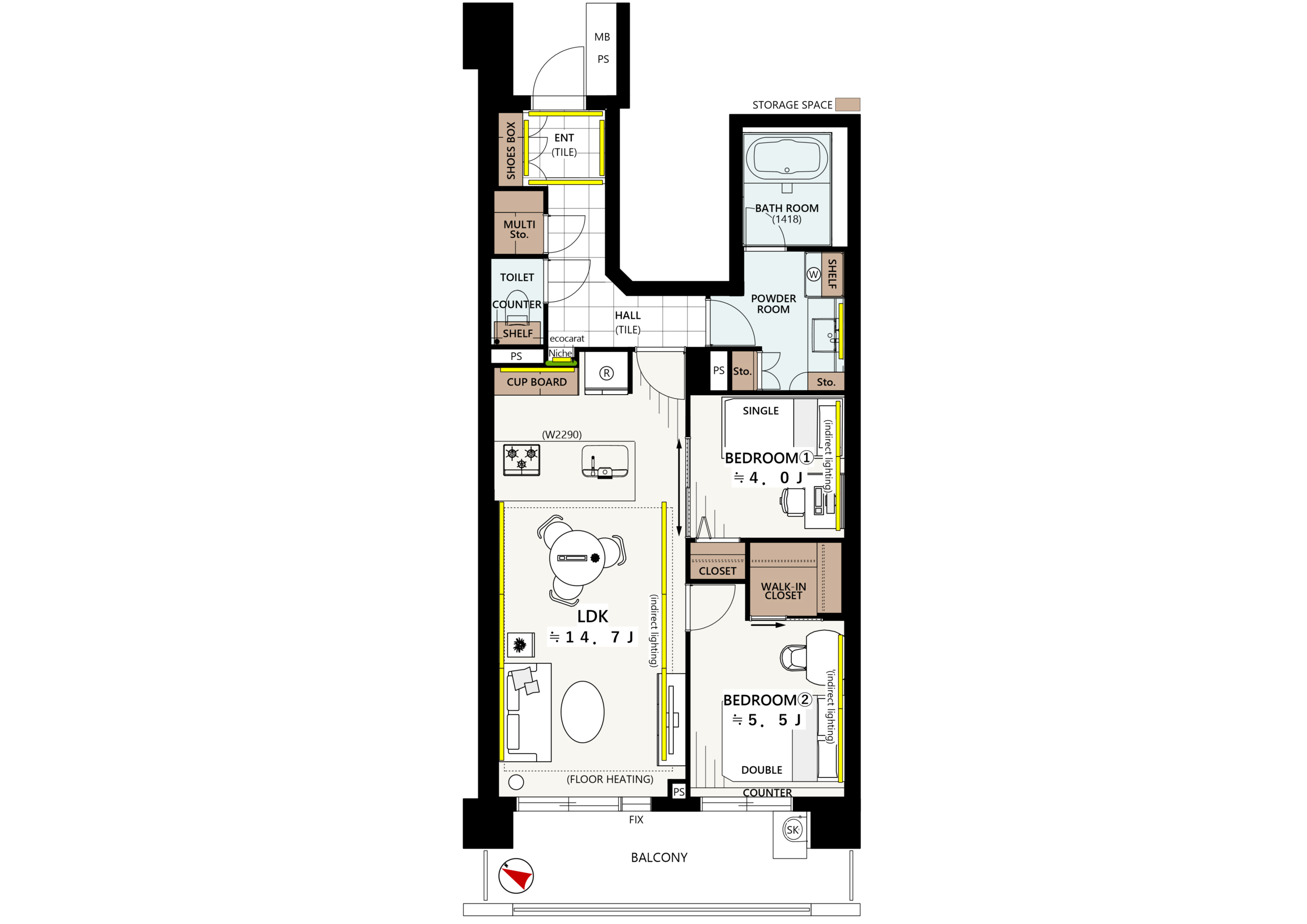 パークホームズ小石川｜春日駅徒歩4分｜12,800万円｜2LDK｜62.60㎡｜売買マンション