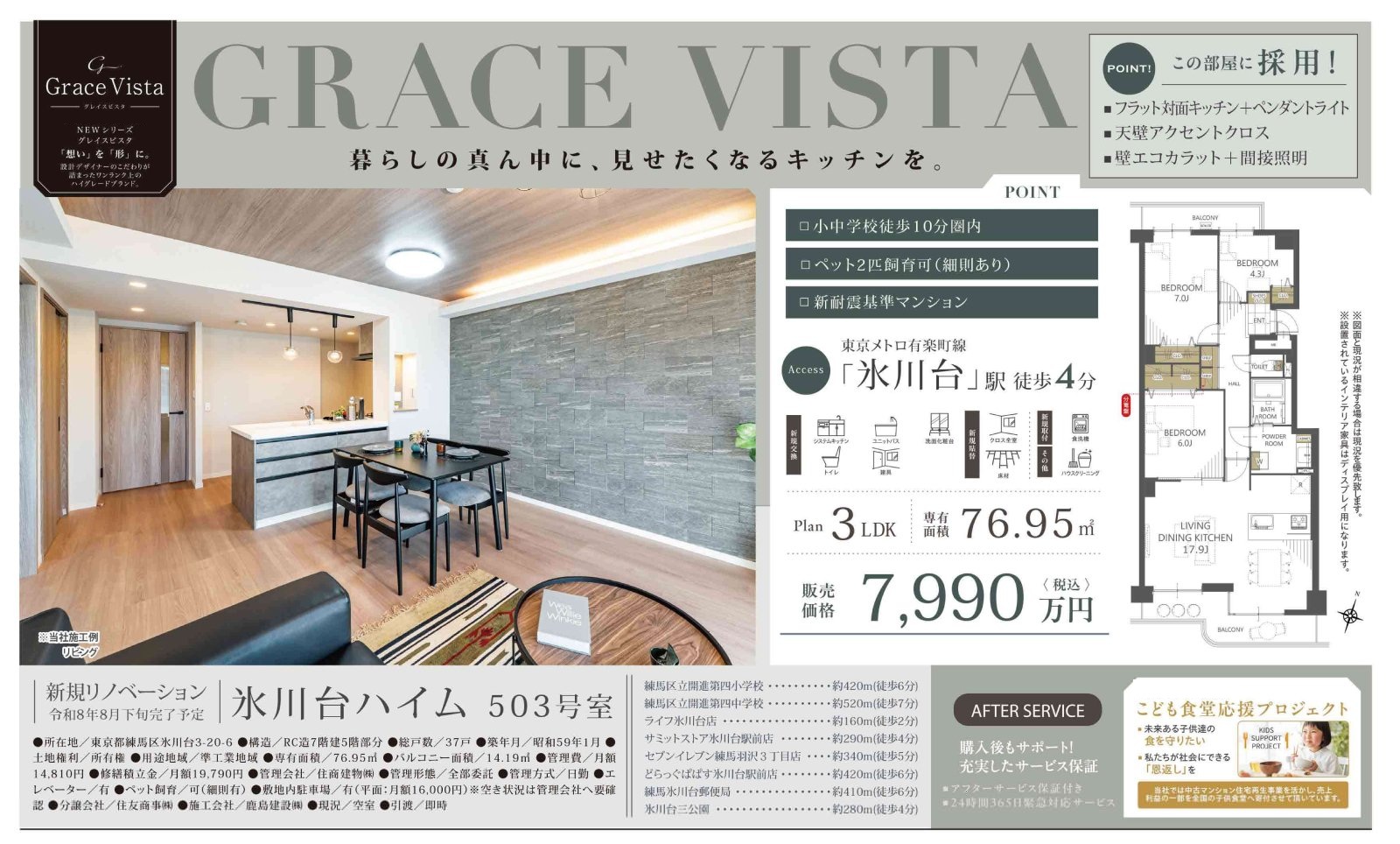 氷川台ハイム503号室｜氷川台駅徒歩4分・7,990万円・76.95㎡・3LDK｜売買マンション