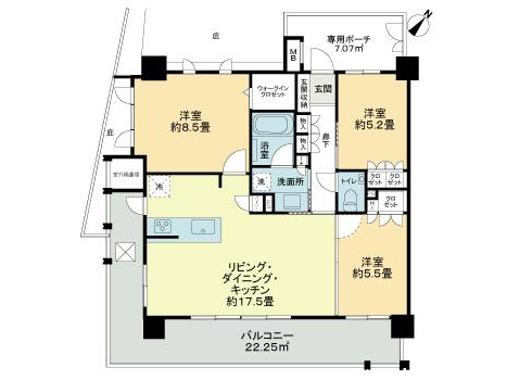 ザ・ライオンズ北谷伊平201号室|北谷町伊平・20万円・77.52㎡・3LDK|賃貸マンション