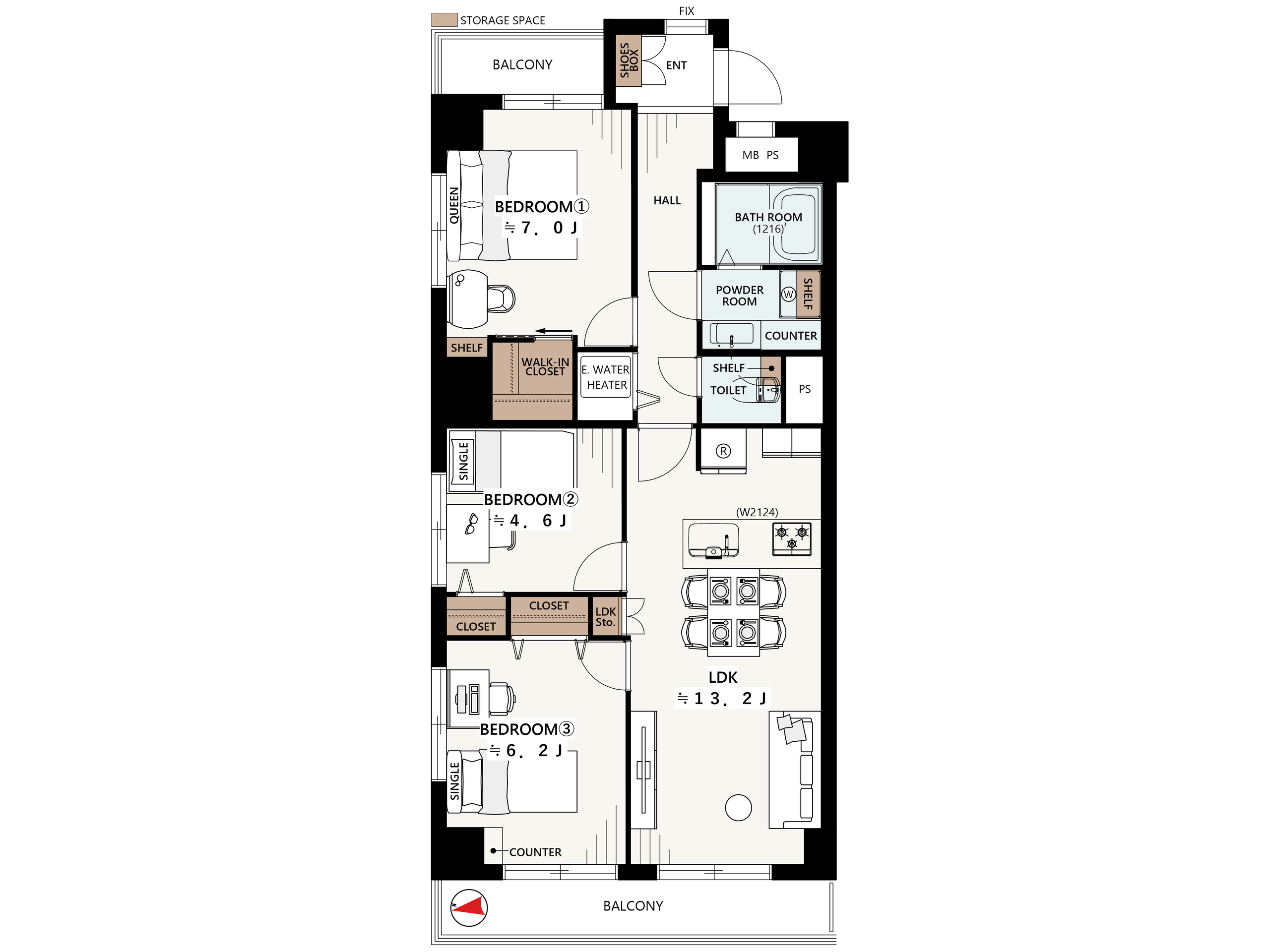 ライオンズマンション西葛西702号室｜西葛西駅徒歩2分・3LDK角住戸｜中古マンション