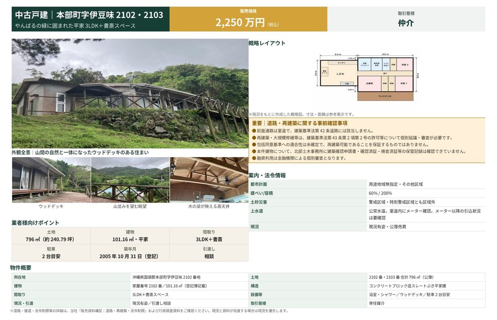 本部町字伊豆味|自然に囲まれた平屋3LDK+書斎・中古戸建|売買物件